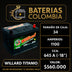 Batería Willard Titanio 1100 / Caja 34 / Polaridad Derecha