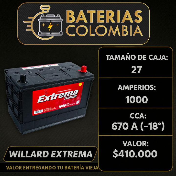 Batería Willard Extrema 1000 / Caja 27 / Polaridad Derecha