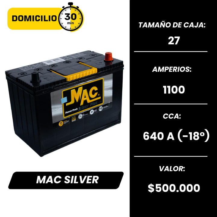 Batería Mac Silver 1100 / Caja 27 / Polaridad Derecha