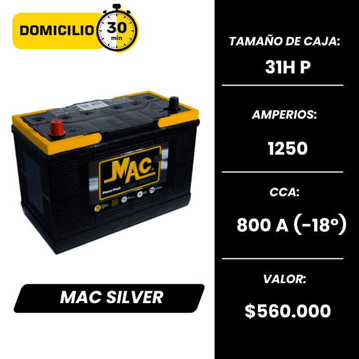 Batería Mac Silver 1250P / Caja 31H / Poste / Polaridad Izquierda