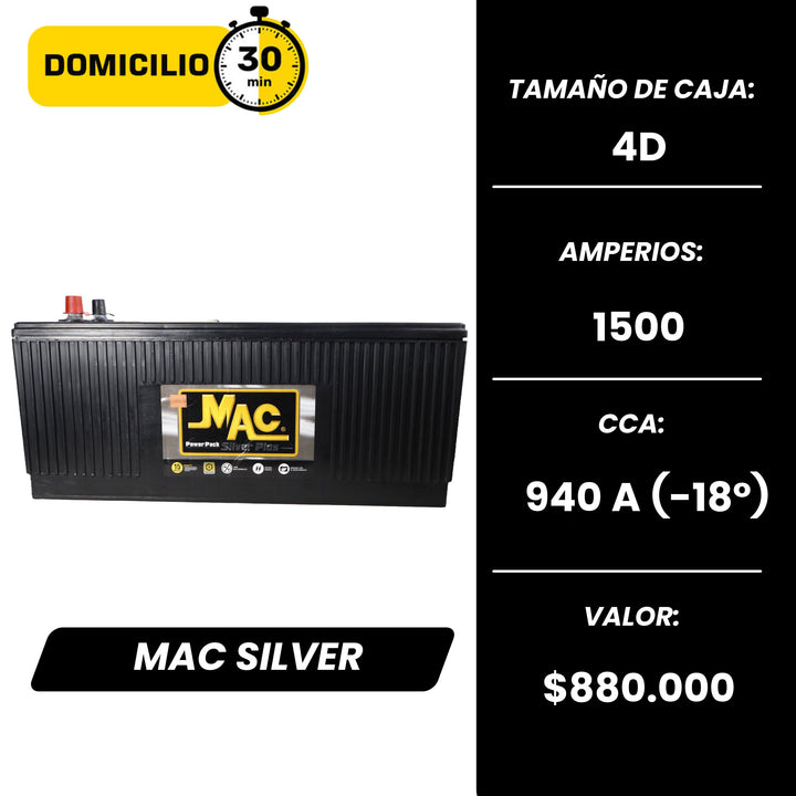 Batería Mac Silver 1500 / Caja 4D / Polaridad Izquierda