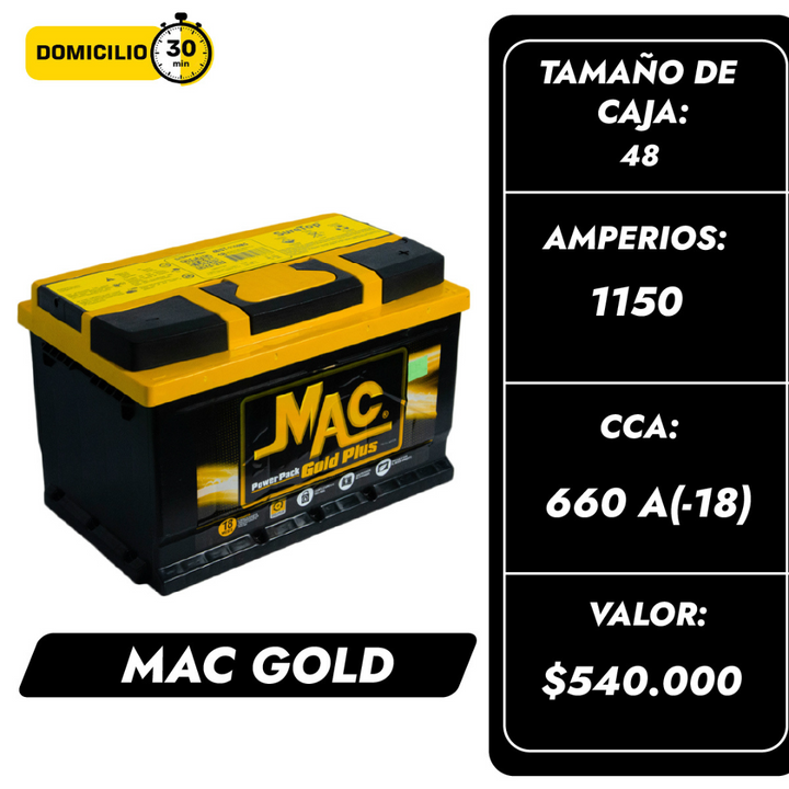 Batería Mac Gold 1150 / Caja 48 / Polaridad Derecha
