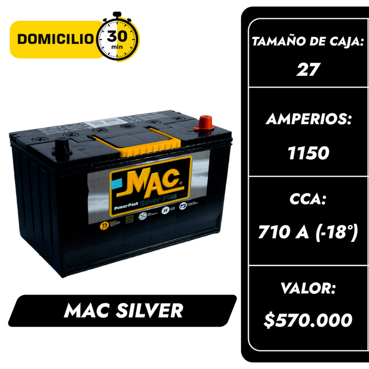Batería Mac Silver 1150 / Caja 27 / Polaridad Derecha