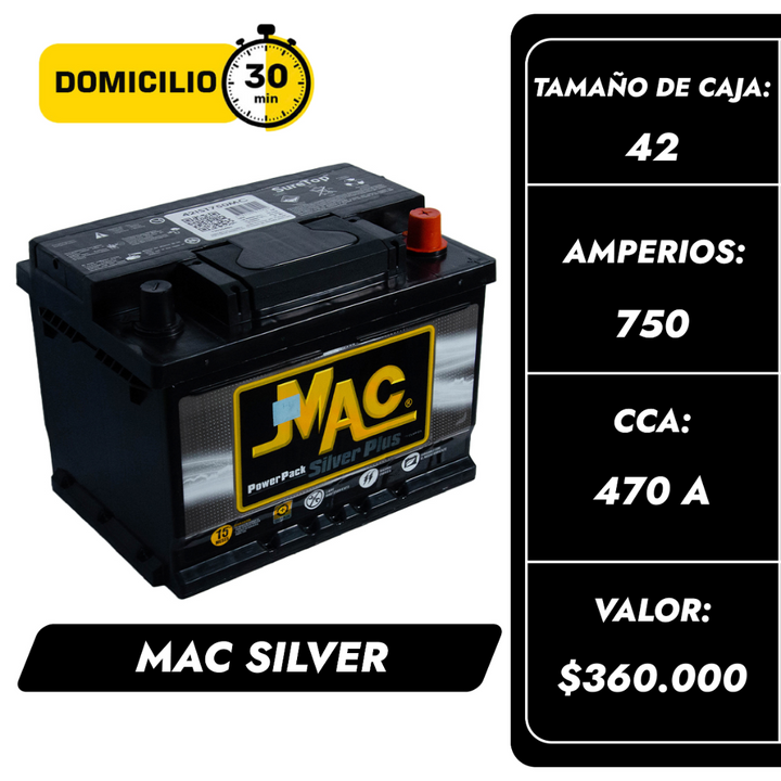 Bateria Mac Silver 750 / Caja 42 / Polaridad Derecha