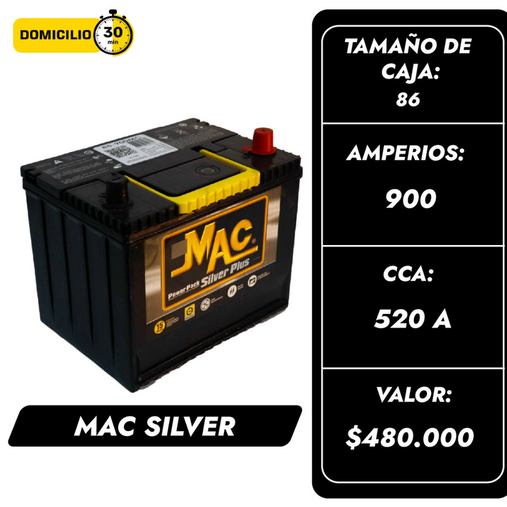 Batería Mac Silver 900 / Caja 86 /  Polaridad Derecha