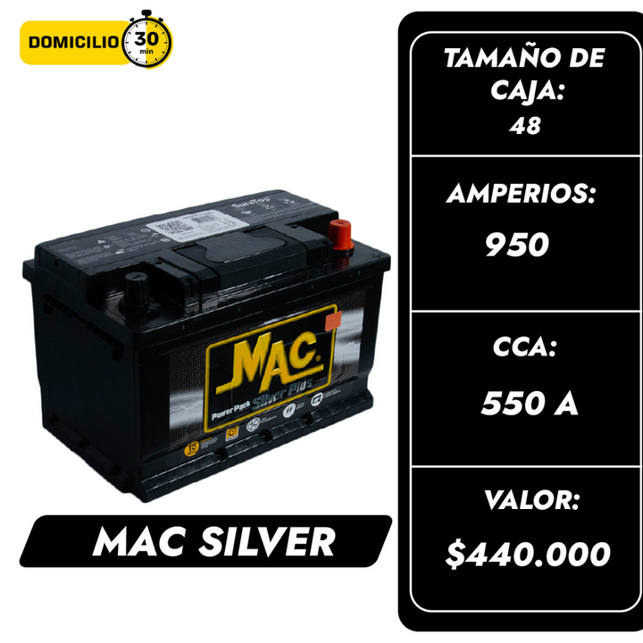 Batería Mac Silver 950 / Caja 48 / Polaridad Derecha