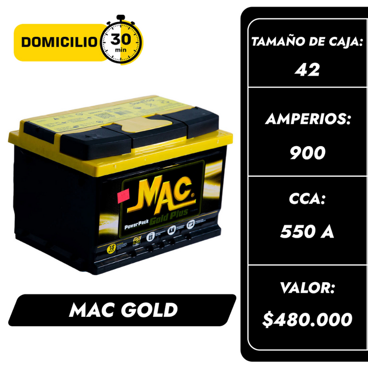Batería Mac Gold 900 / Caja 42 / Polaridad Derecha