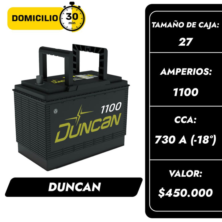Baterías Duncan Liberty 1100 / Caja 27 / Polaridad Derecha