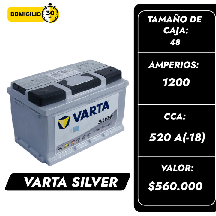 Bateria Varta Silver 1200 / Caja 48 / Polaridad Izquierda